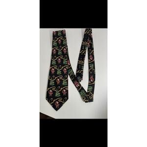 KEITH DANIELS Christmas Holiday Tie Christmas Trees Santa 100% Silk